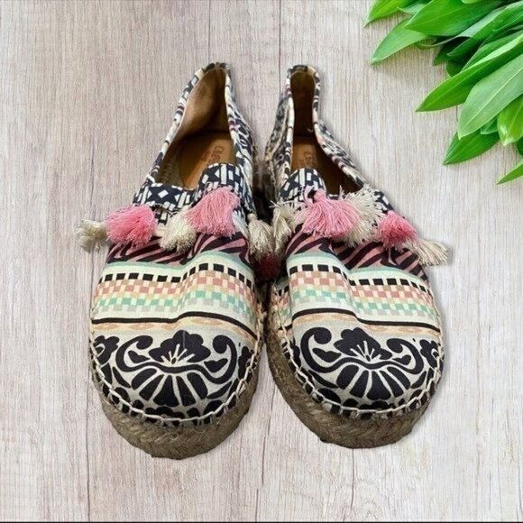 Crown Vintage Kalani Flatform Slip-On Boho Espadrille Flats 8M - Picture 6 of 8
